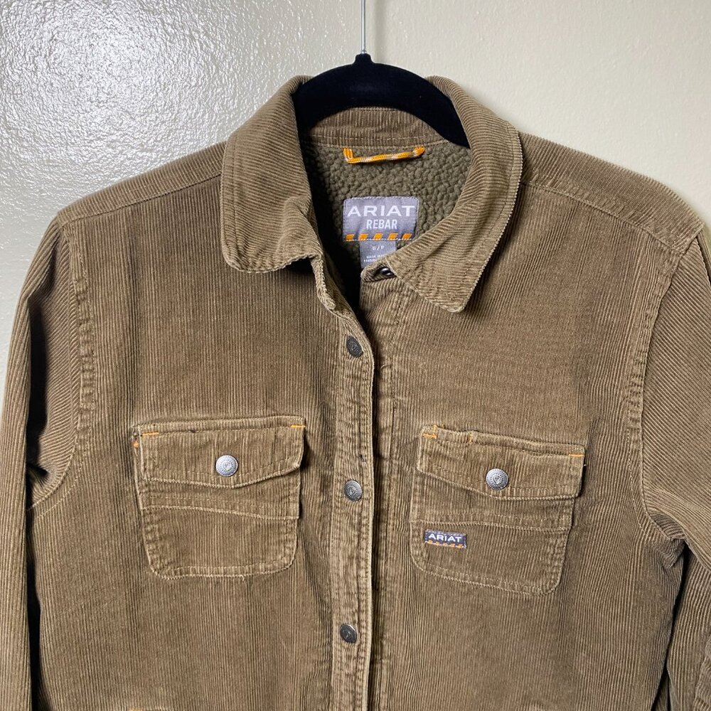 Ariat Rebar Corduroy Sherpa Lined Jacket Tan Size Small Petite - Picture 4 of 14